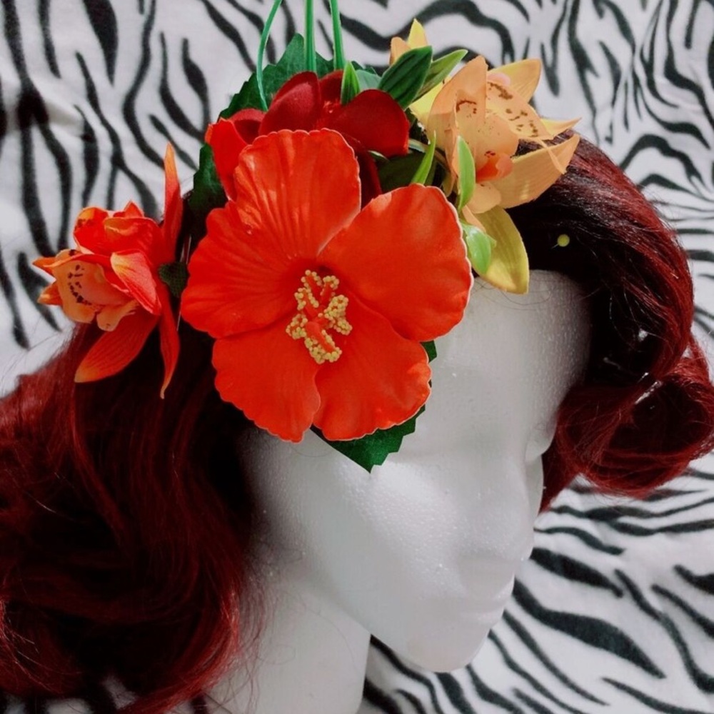 Rockabilly Retro Pinup Flower Vintage tiki Hair Clip 3pc